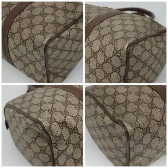 GUCCI GG Supreme Web Sherry Line Boston Bag PVC Beige Green Red Auth - Picture 16 of 16